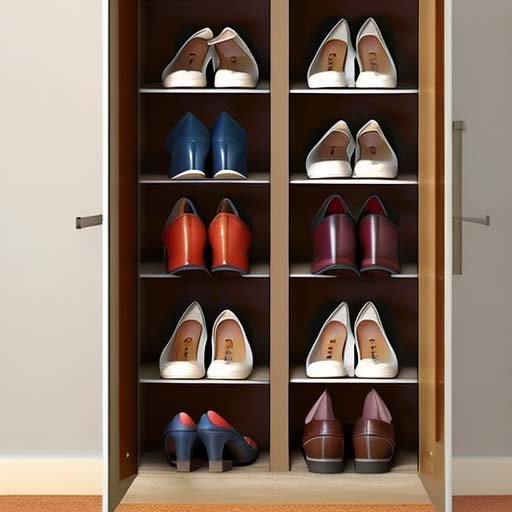 Shoes in a shoe cabinet