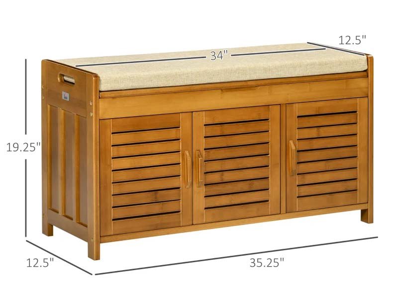 Homcom Bamboo Storage Bench (Dimensions)