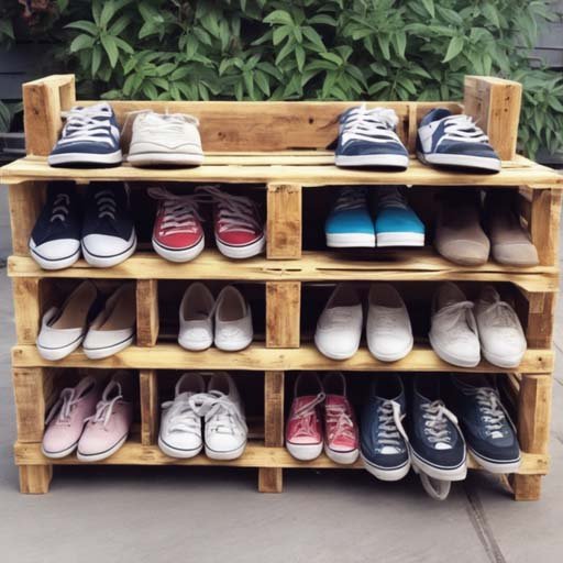 Wooden Pallet as a Shoe Rack