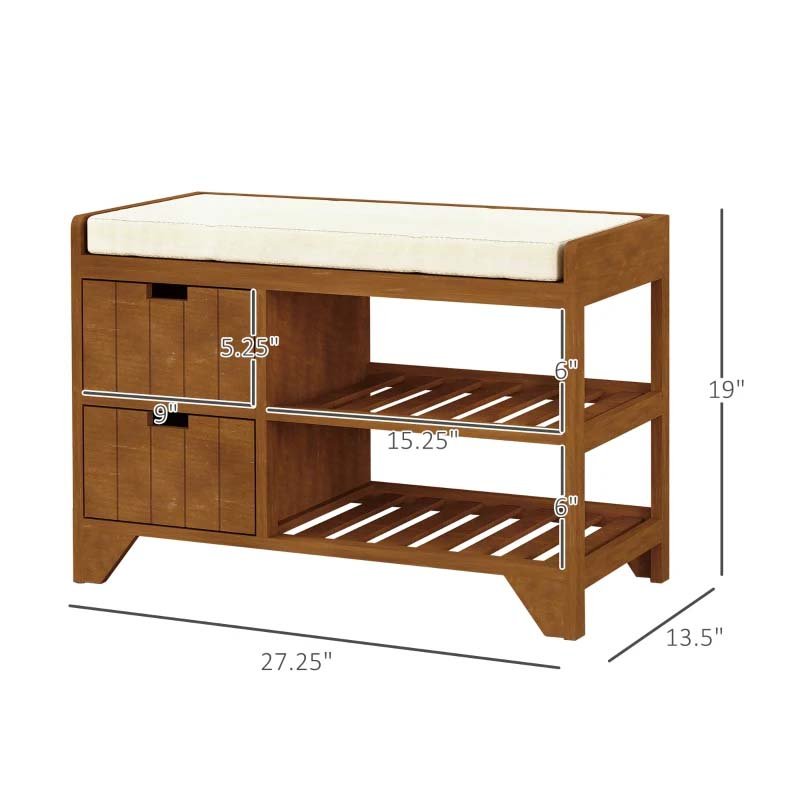 HOMCOM Wooden Storage Bench Dimensions