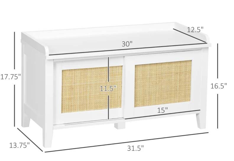 HOMCOM Wooden Storage Bench White 2