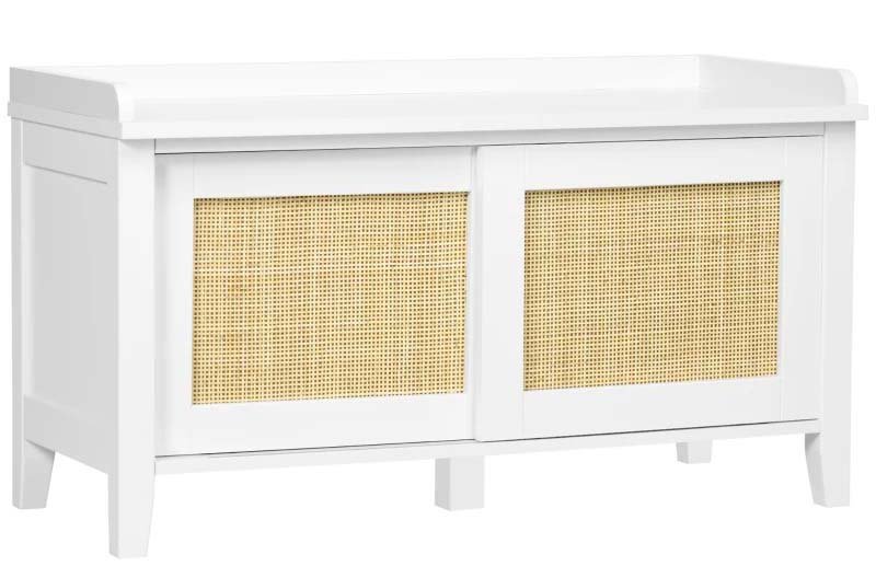 HOMCOM Wooden Storage Bench White (Main)