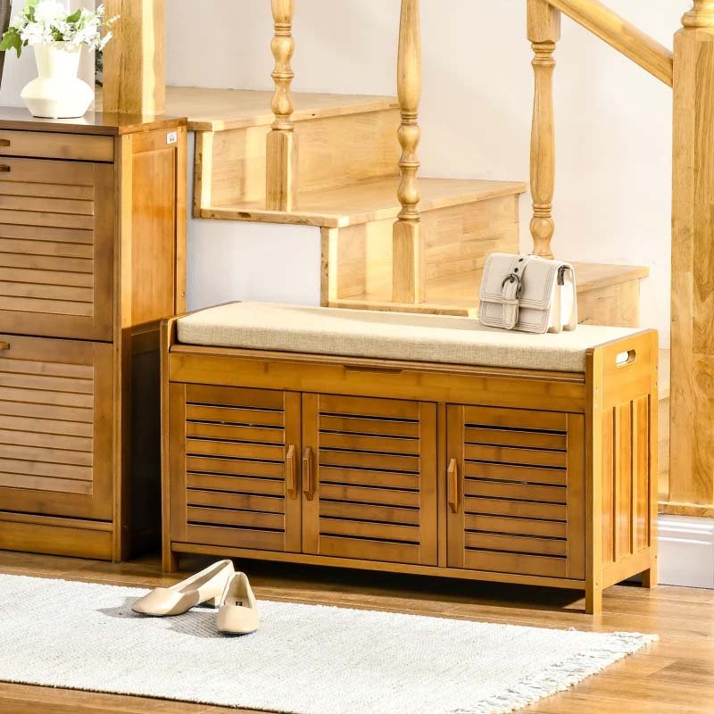 HOMCOM Wooden Storage Bench 