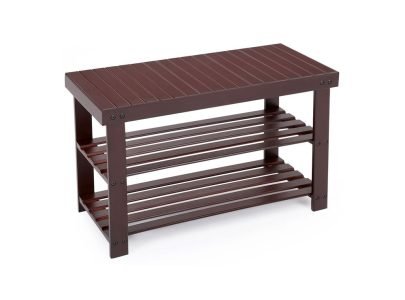 SONGMICS Brown Bamboo Shoe Storage Rack Bench