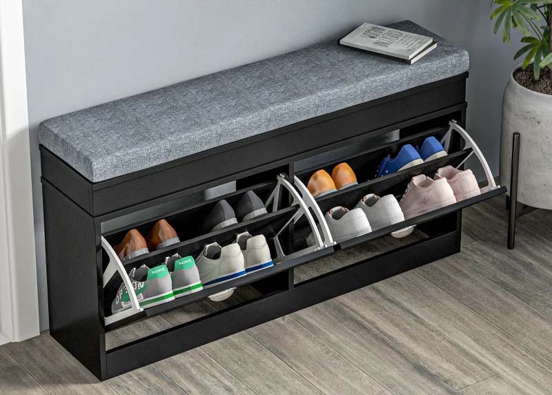 HOMCOM Shoe Storage Bench Modern