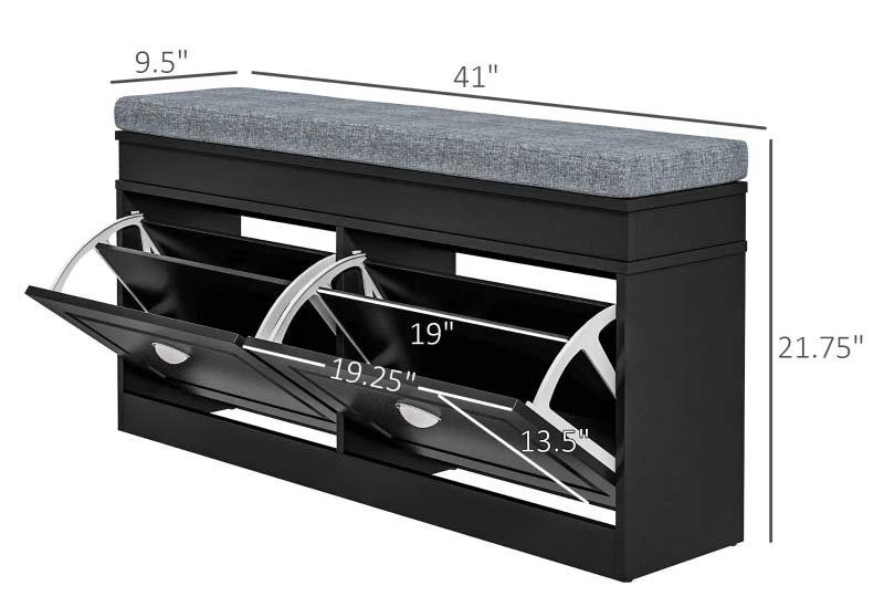 HOMCOM Shoe Storage Bench Modern Dimensions