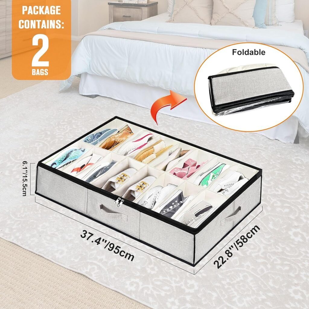 Homyfort Under-Bed Shoe Organizer Dimensions