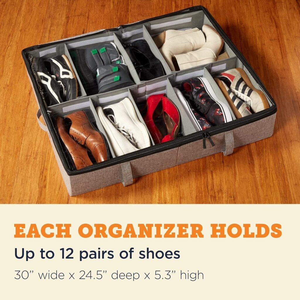 storageLAB Under-Bed Shoe Storage Organizer Dimensions