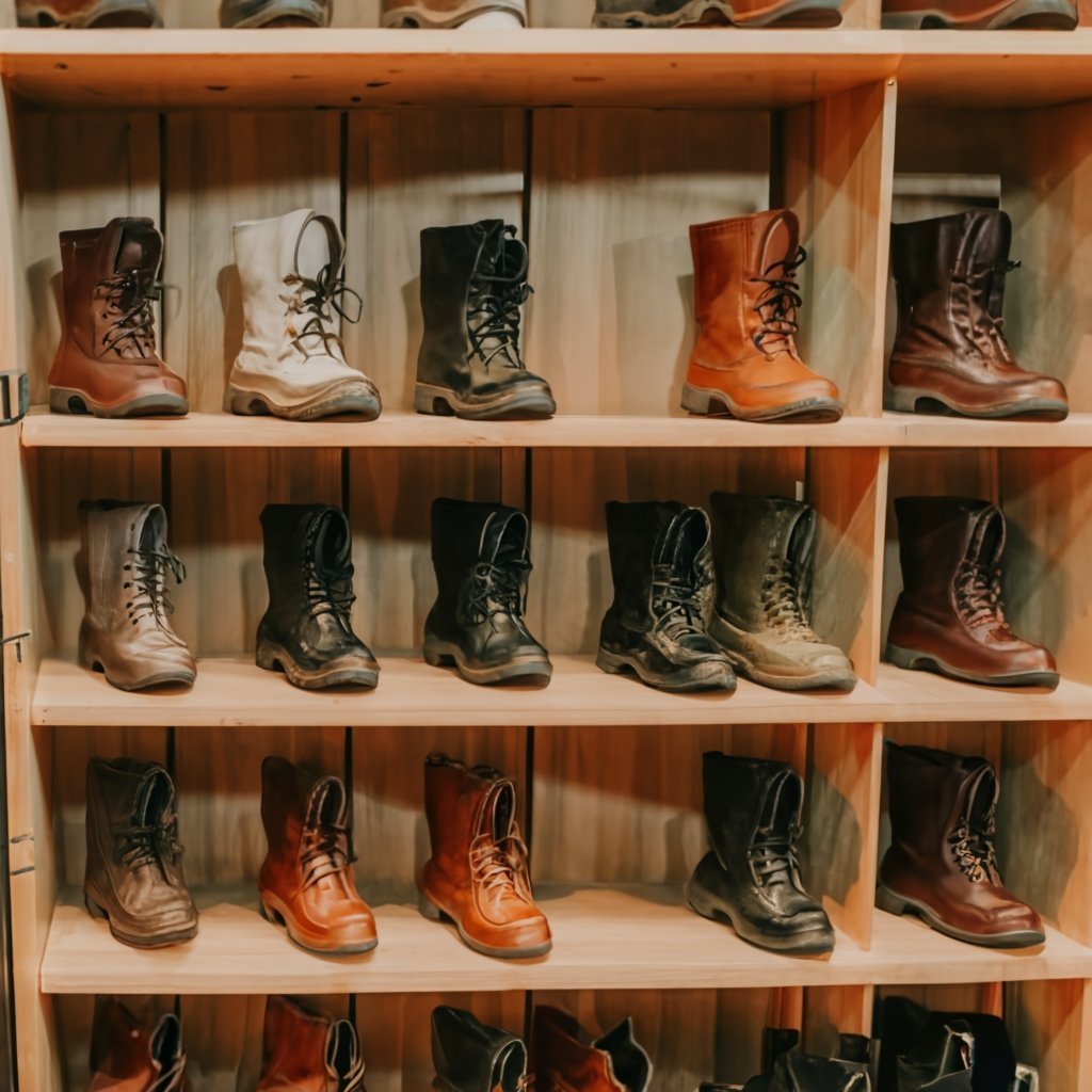 Boots on a Shoe Rack 1