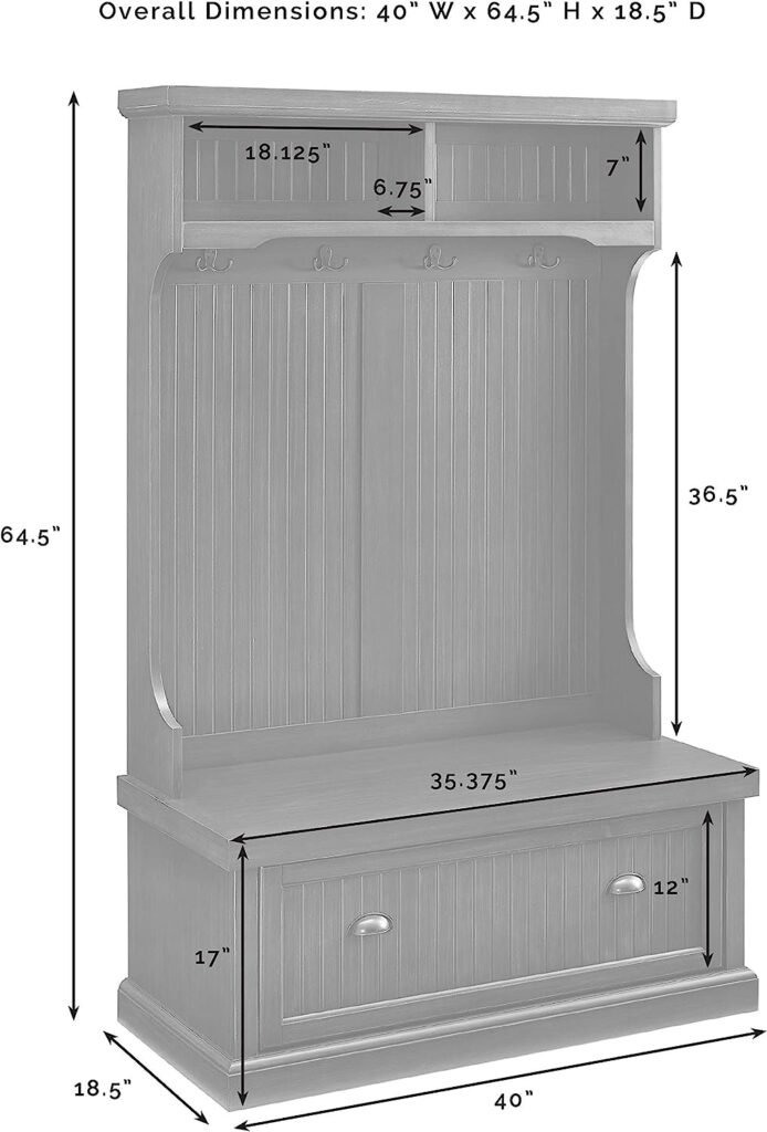 The Crosley Furniture Seaside Hall Tree dimensions