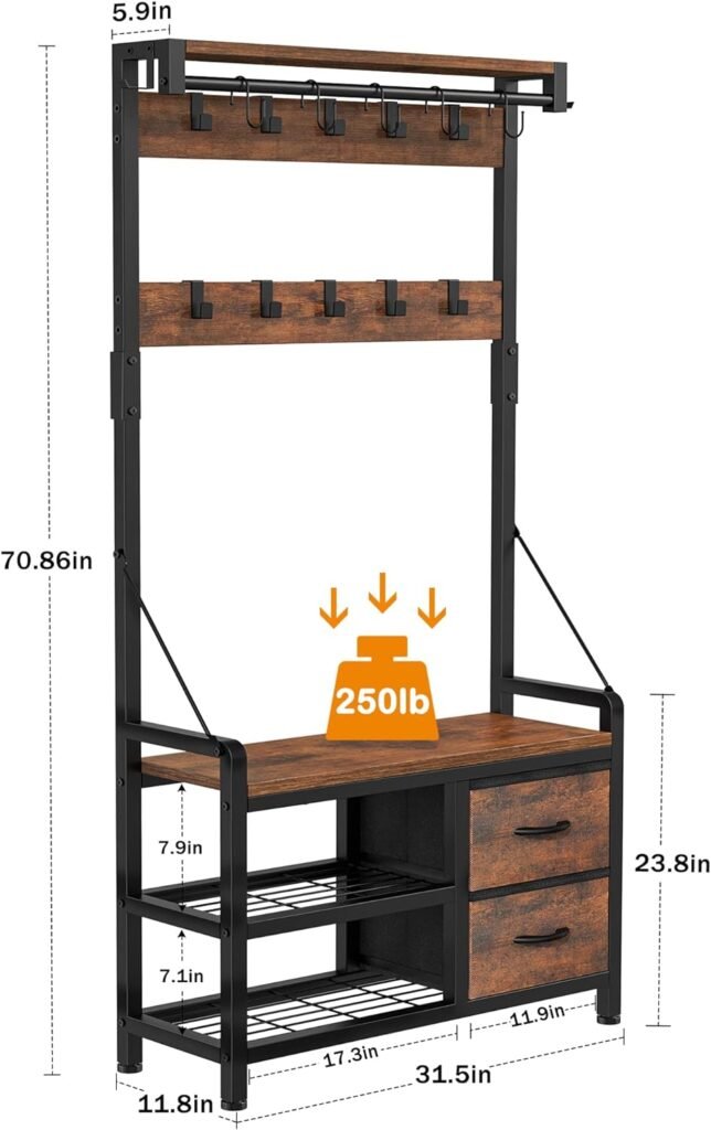 Lulive Hall Tree is a 31” entryway bench dimensions