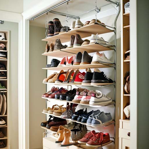  Hanging Shoe Shelves Closet Organizer