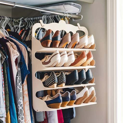  Hanging Shoe Shelves Closet Organizer