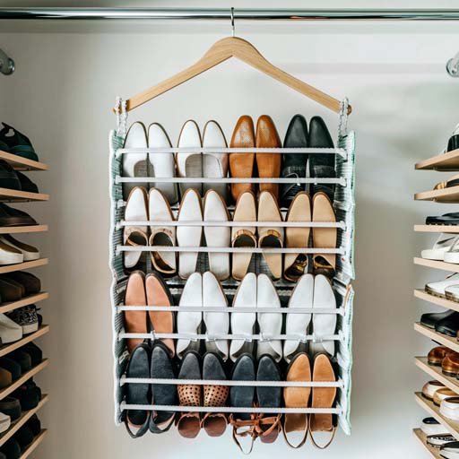  Hanging Shoe Shelves Closet Organizer